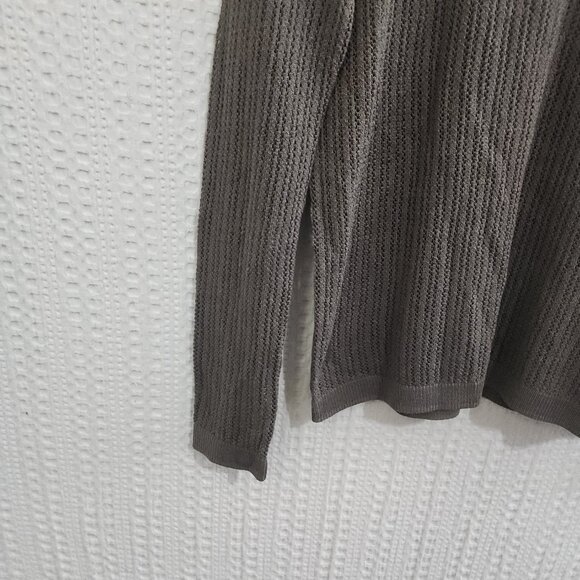 Uniqlo Open Knit Sheer Long Sleeve Top Gray Size Small Lightweight Beachy - Picture 6 of 11